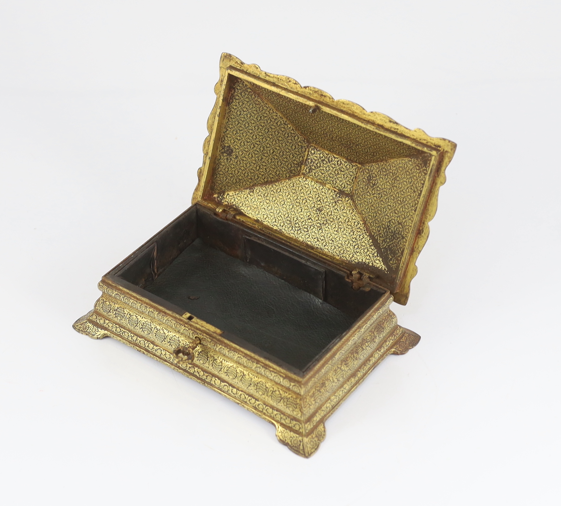 An Indian gold damascened iron box, 19th century